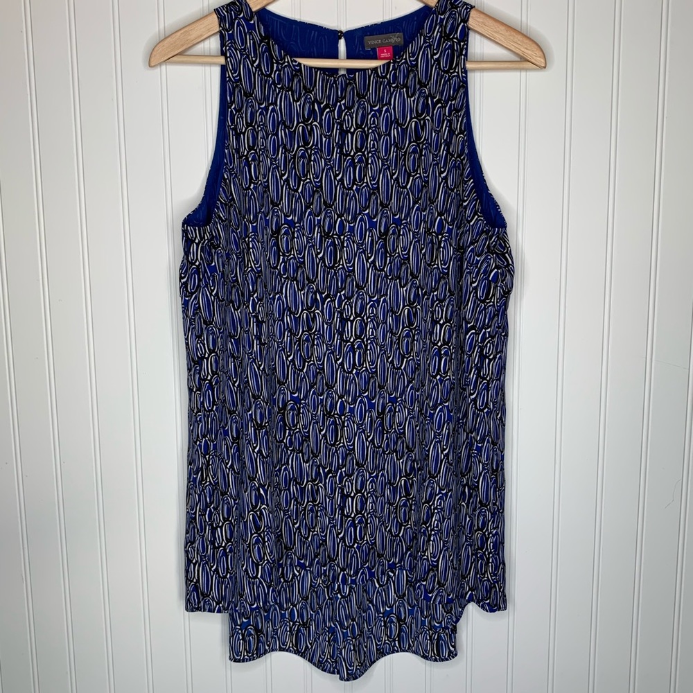 Vince Camuto sleeveless blouse black blue size S